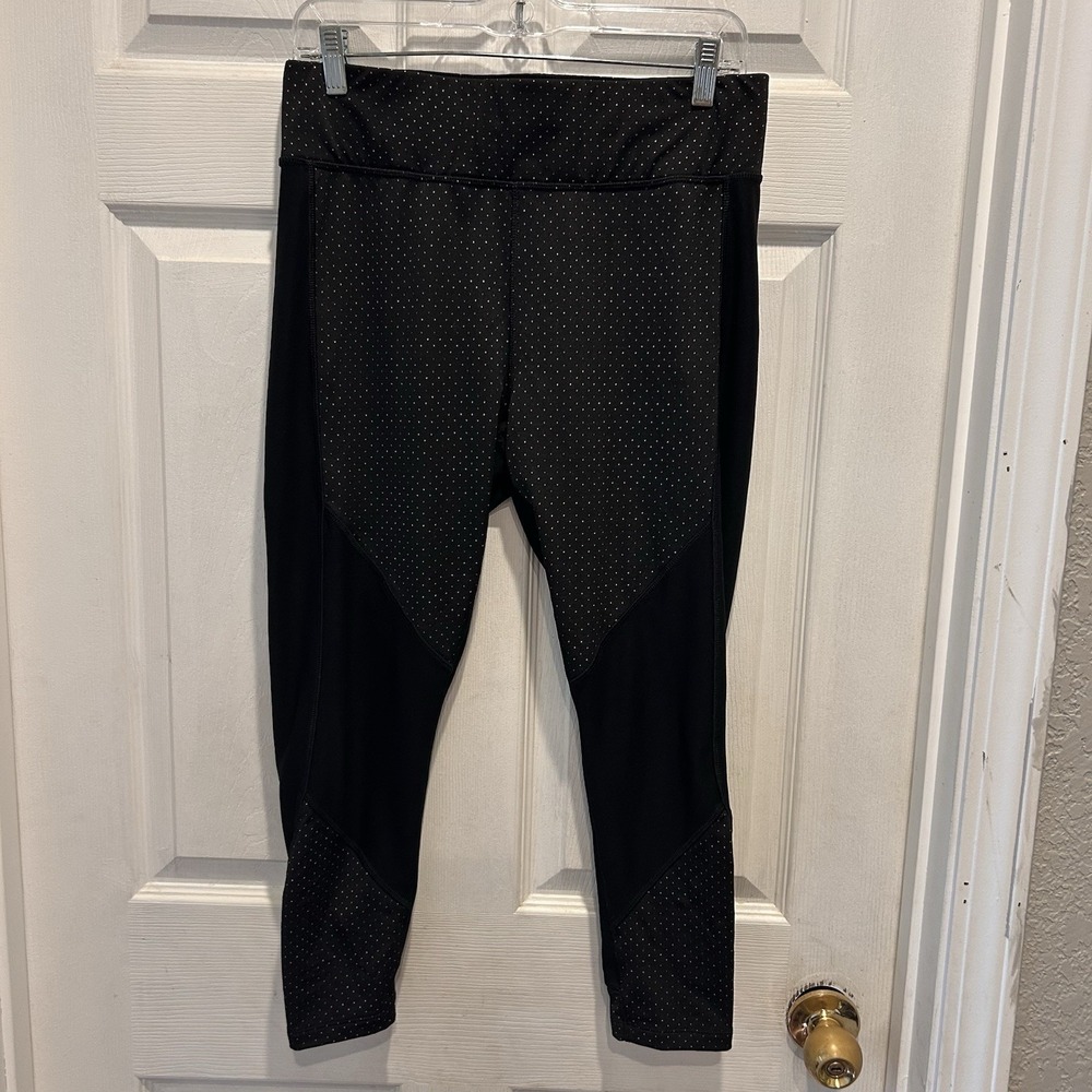 PBX Pro Black And Rainbow Polka Dot Cropped Workout‎ Leggings Women's Size Large